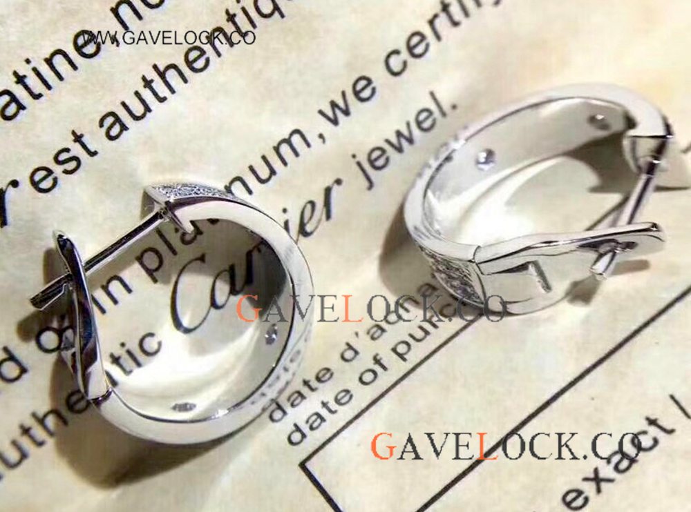 Fashion Cartier Earring Silver Covered Diamonds - Replica Jewelry